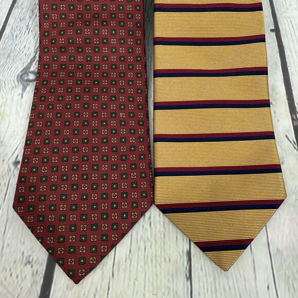 Vintage Brooks Brothers Makers Set of Ties Mens Red Yellow Silk Preppy Abstract